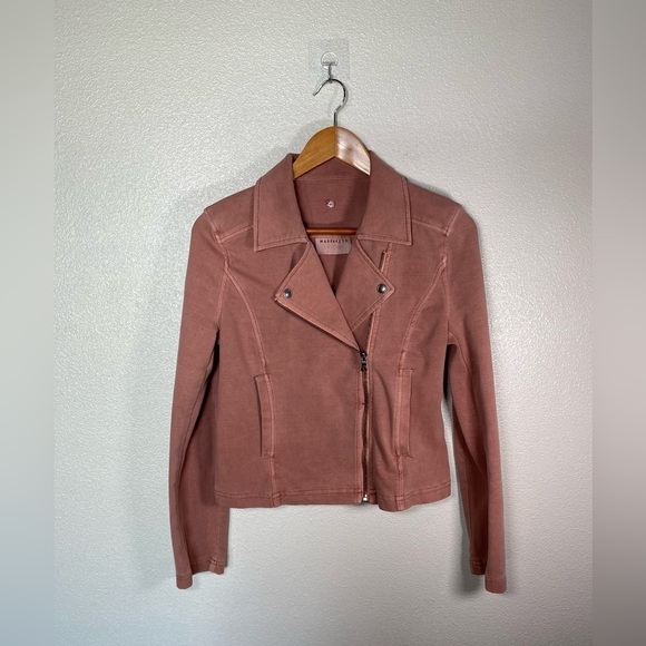 Anthropologie Marrakech Moto zip snap jacket coat dusty rose pink size S H25 - Picture 2 of 8